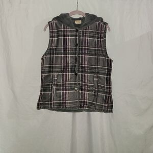 O'neill Girls Gray  Purple Vest Jacket With Hood Size L